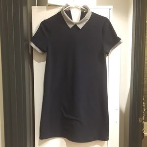 Zara Collared Navy Shift Dress